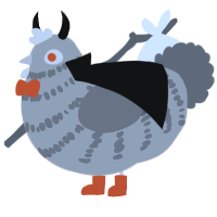A spring and ochre chicken with a bar pattern