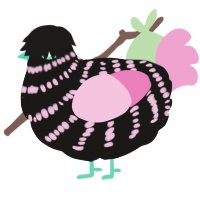 A sable and pink chicken with a bar pattern