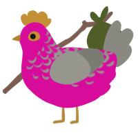 A fuchsia and ash chicken with a half-lace pattern