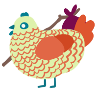 A apple and vermilion chicken with a lace pattern
