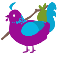 Sour Candy, a plum and cerulean chicken with a neck-speckle pattern