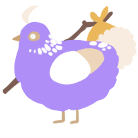 A lilac and cream chicken with a neck-speckle pattern
