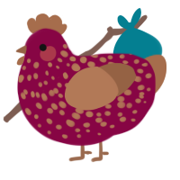 A maroon and brown chicken with a speckle pattern