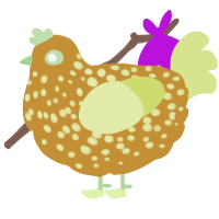 A gold and lemon chicken with a speckle pattern