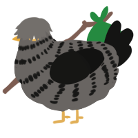 A grey and black chicken with a bar pattern
