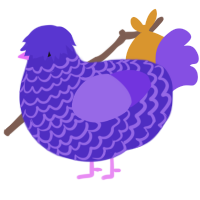 Spinch, a indigo and blurple chicken with a lace pattern
