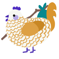A white and orange chicken with a lace pattern