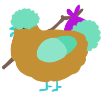 A gold and mint chicken