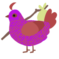 A amethyst and red chicken with a double-lace pattern