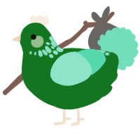 A leaf and mint chicken with a neck-speckle pattern