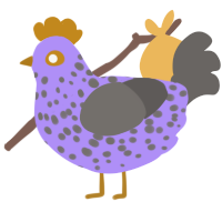 A lilac and grey chicken with a speckle pattern