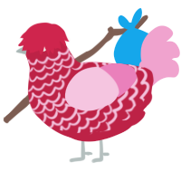 A crimson and pink chicken with a lace pattern