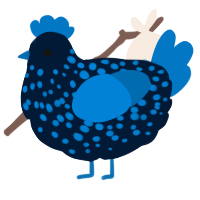 A tumblr and sapphire chicken with a speckle pattern