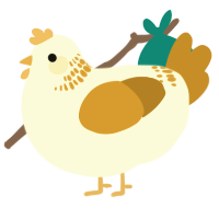 A white and ochre chicken with a neck-band pattern
