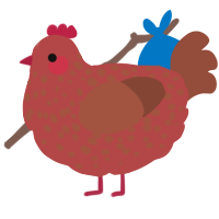 A red and russet chicken with a speckle pattern