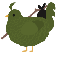 A olive chicken with a lace pattern