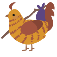 A orange and russet chicken with a bar pattern