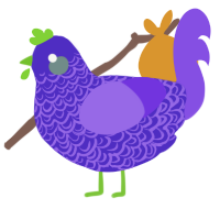 A indigo and blurple chicken with a double-lace pattern
