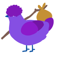 A blurple and violet chicken