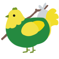 A viridian and yellow chicken with a head pattern