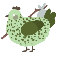 A gluppy and olive chicken with a speckle pattern