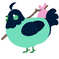 A mint and tumblr chicken with a head pattern