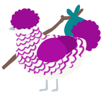 A white and plum chicken with a lace pattern