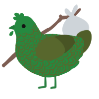 Little Plover, a viridian and olive chicken with a double-lace pattern