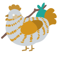 A mist and ochre chicken with a bar pattern