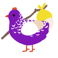 February, a violet and cream chicken with a half-lace pattern