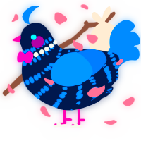 A tumblr and sapphire chicken with a bar pattern