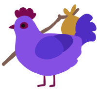 Plum, a blurple and indigo chicken