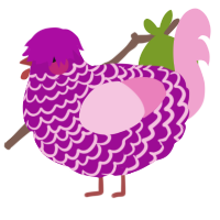 A plum and pink chicken with a lace pattern