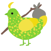 A grass and yellow chicken with a speckle pattern