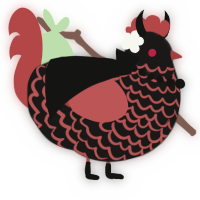 A sable and red chicken with a lace pattern