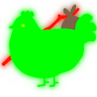 A leaf chicken with a head pattern