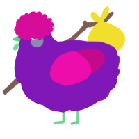 A violet and fuchsia chicken