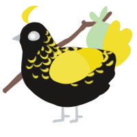 A sable and yellow chicken with a half-lace pattern