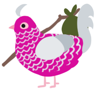 A fuchsia and mist chicken with a lace pattern