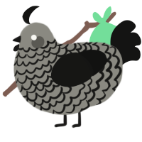 A ash and black chicken with a lace pattern