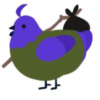 A olive and indigo chicken with a head pattern