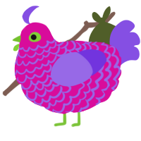 A fuchsia and blurple chicken with a lace pattern