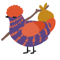 A overcast and vermilion chicken with a bar pattern