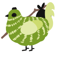 A chartreuse and lemon chicken with a bar pattern