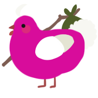 A fuchsia and white chicken