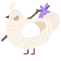 A cream chicken with a lace pattern