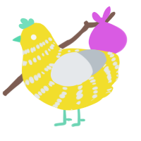 A yellow and mist chicken with a bar pattern