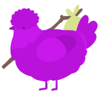 A amethyst chicken with a head pattern