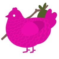 A fuchsia chicken with a lace pattern