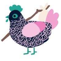 A tumblr and pink chicken with a double-lace pattern